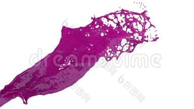 <strong>紫色</strong>油漆飞溅在空气中拍摄慢运动与阿尔法通道使用阿尔法<strong>面具</strong>卢玛哑光。 彩色液体飞舞